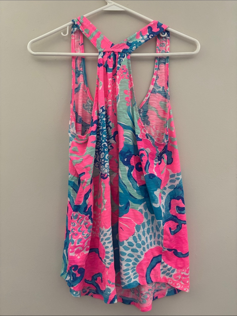 Lilly Pulitzer Neon Pink and Teal Print Racerback Tank - Picture 3 of 3